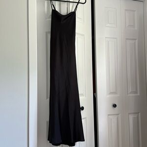 Black midi length silky dress